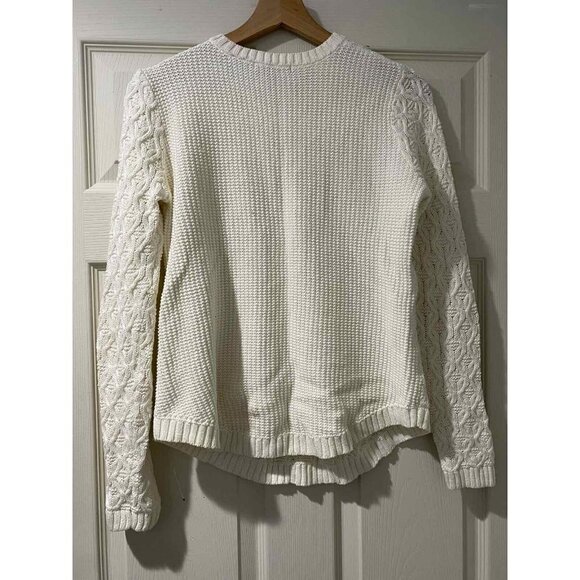 Jeanne Pierre Womens Size XS Sweater White Ivory Long Sleeve Crew Cable Knit - Picture 2 of 5